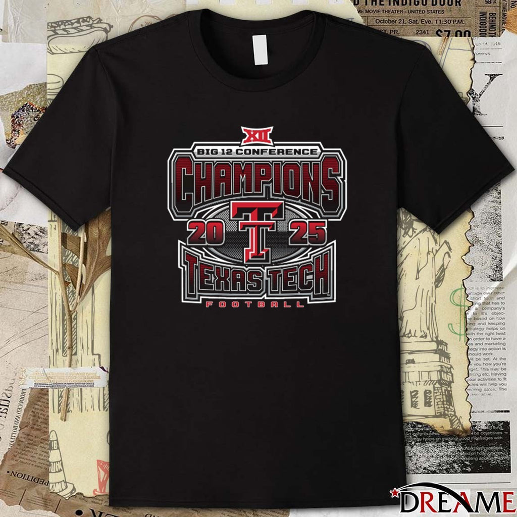 Texas Tech Red Raiders 2025 Big 12 Football Conference Champions Grid Iron t-shirt
