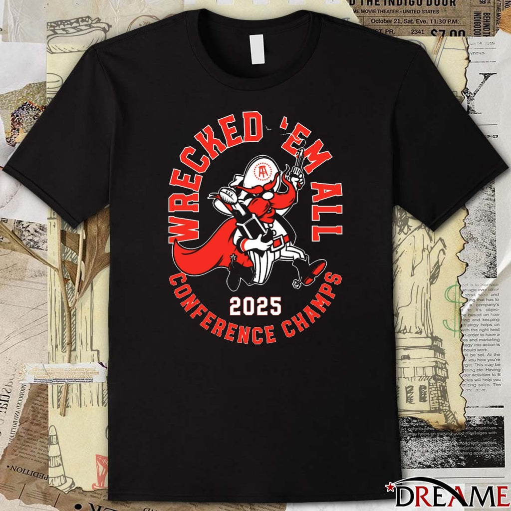 Texas Tech Red Raiders 2025 Wrecked ‘Em All Conference Champs Mascot t-shirt