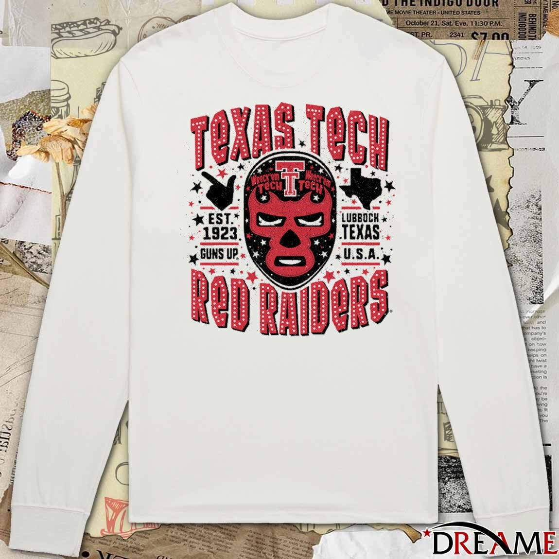 Texas Tech Red Raiders Football Luchador Est 1923 Guns Up Lubbock Texas USA t-shirt