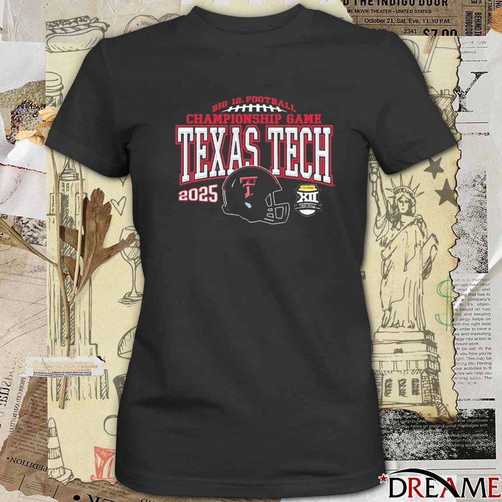 Texas Tech Red Raiders Football NCAA 2025 Big 12 Championship Game Bound Helmet t-shirt