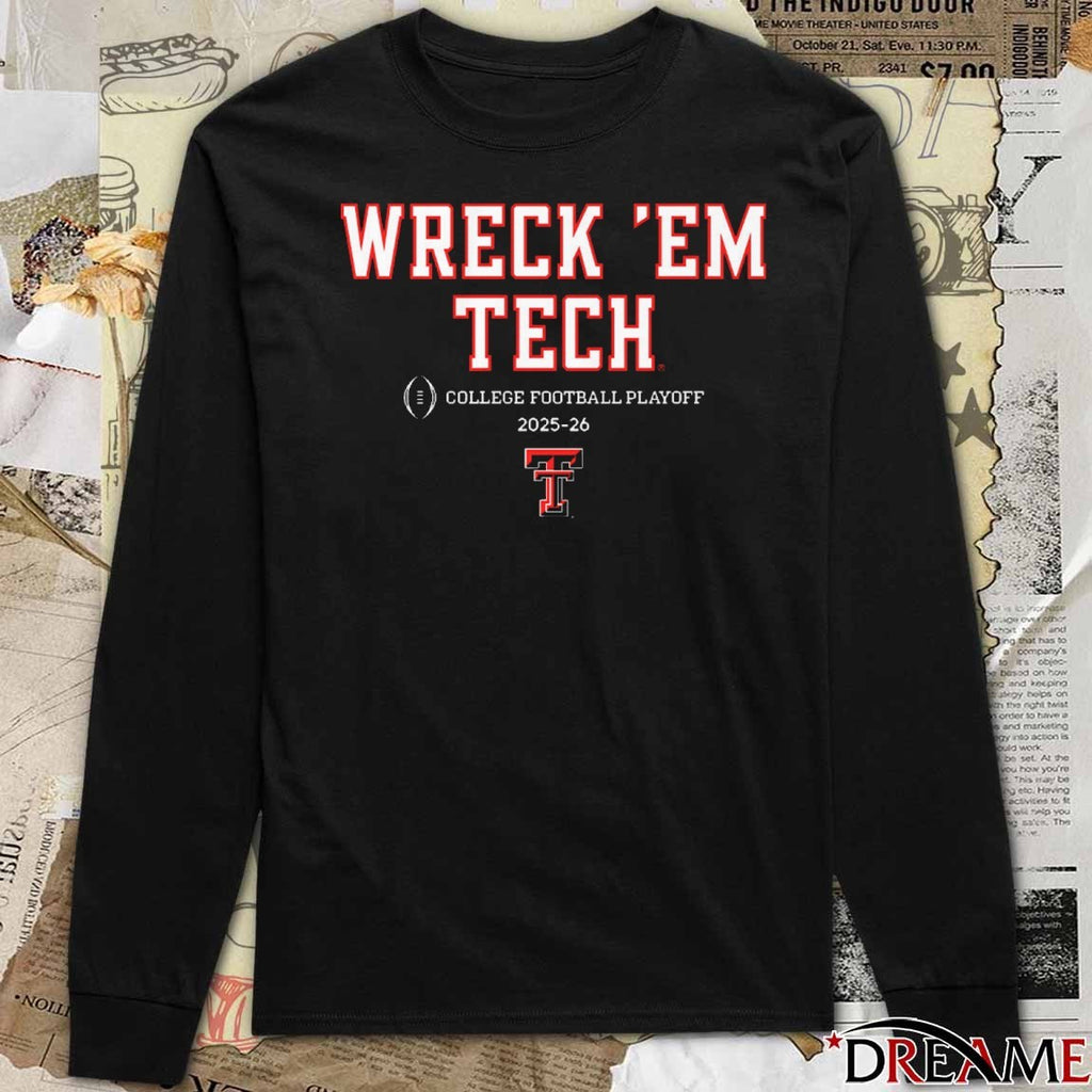 Texas Tech Red Raiders Football Wreck ‘Em Tech 2025-26 College Football Playoff Team Slogan t-shirt