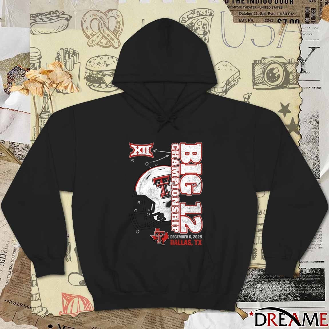 Texas Tech Red Raiders NCAA 2025 Big 12 Football Championship Dec 6 Dallas TX Vertical Helmet t-shirt