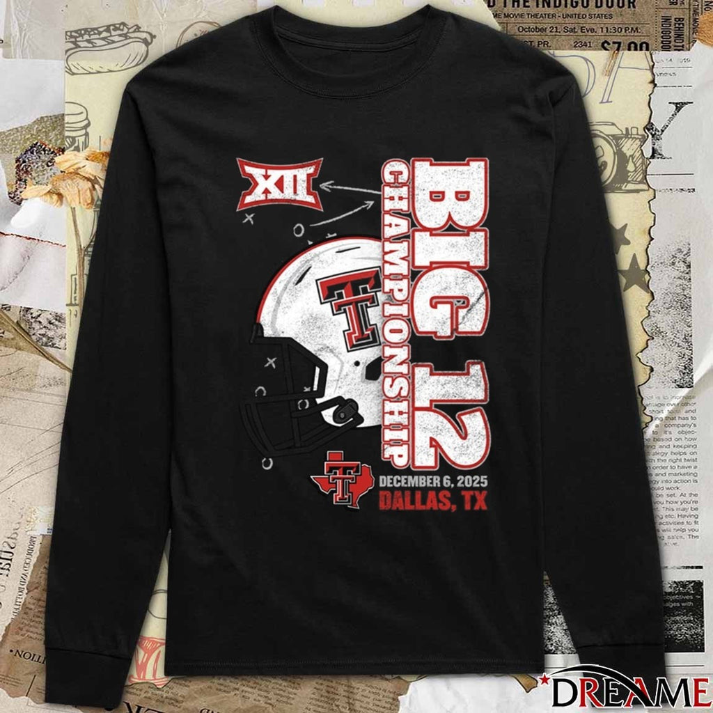 Texas Tech Red Raiders NCAA 2025 Big 12 Football Championship Dec 6 Dallas TX Vertical Helmet t-shirt