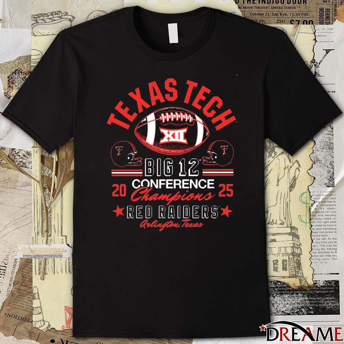 Texas Tech Red Raiders NCAA 2025 Big 12 Football Conference Champions Arlington Texas Mascot t-shirt