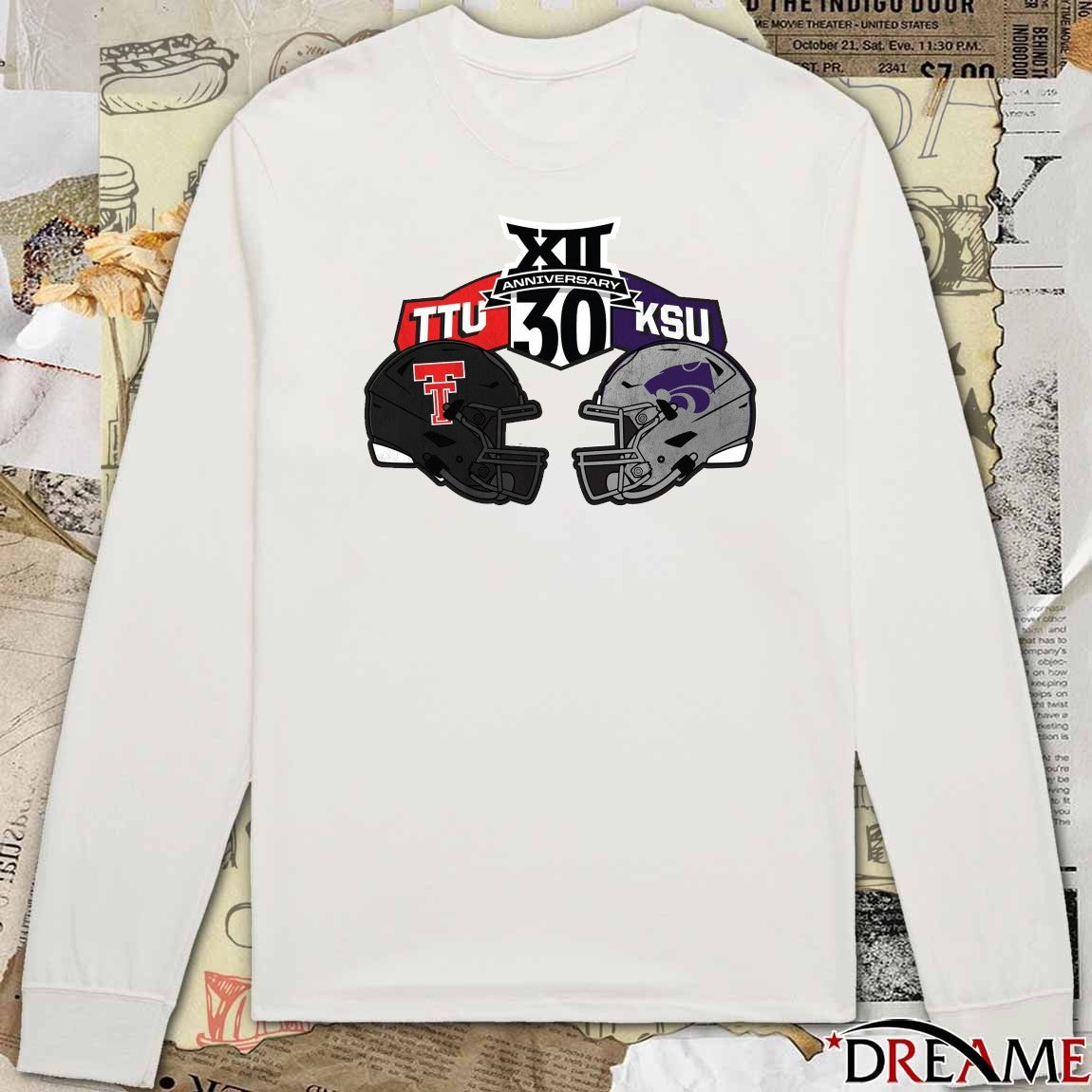 Texas Tech Red Raiders Vs Kansas State Wildcats Football 2025 Big 12 Conference 30th Anniversary Helmet t-shirt