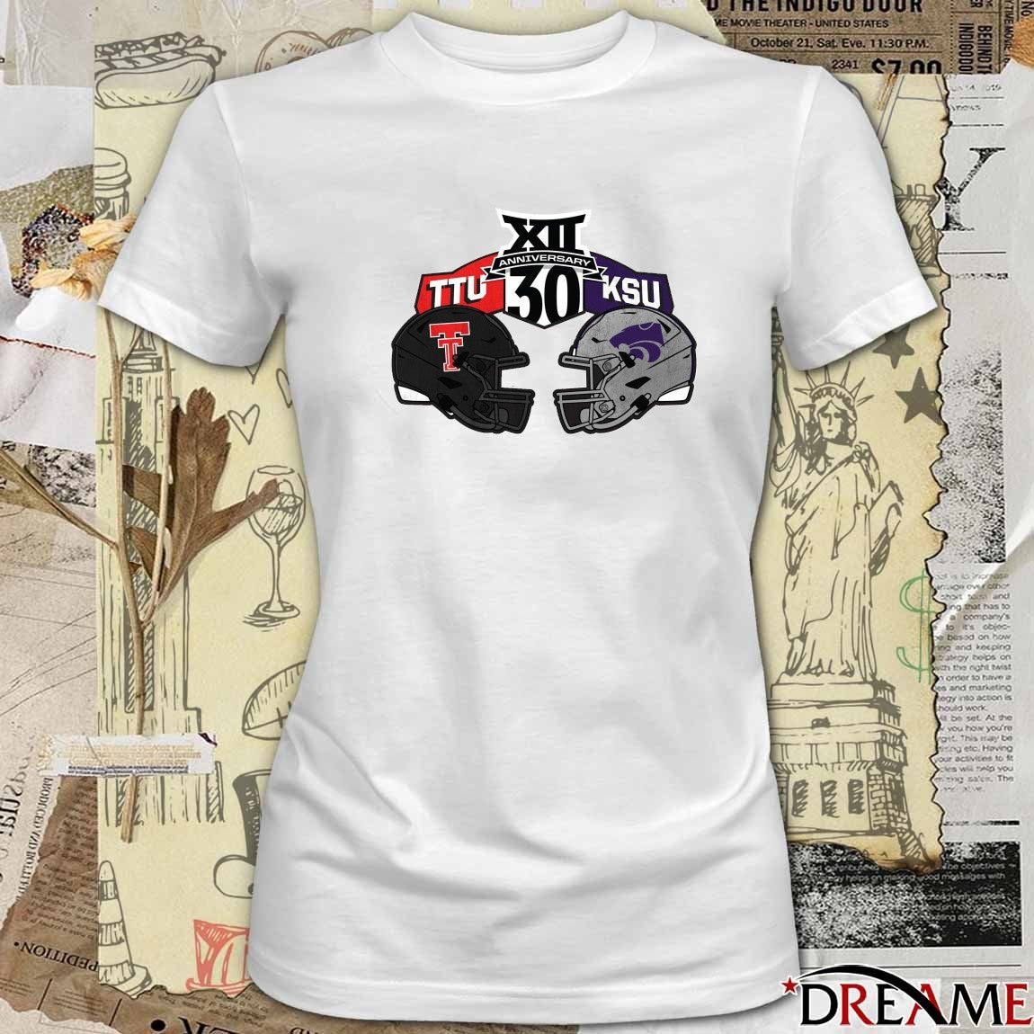 Texas Tech Red Raiders Vs Kansas State Wildcats Football 2025 Big 12 Conference 30th Anniversary Helmet t-shirt