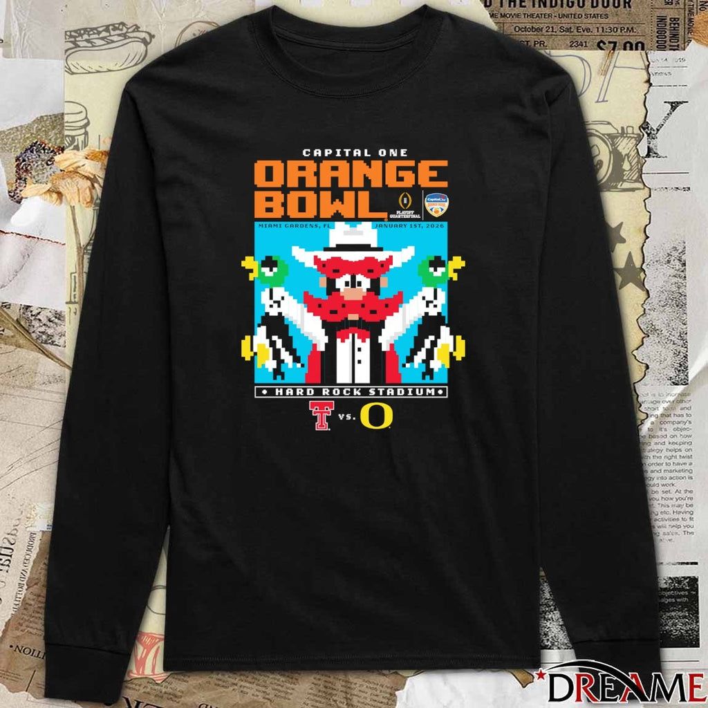 Texas Tech Vs Oregon 2025 Orange Bowl Jan 1 Hard Rock Stadium Miami Gardens FL Duck Hunt t-shirt