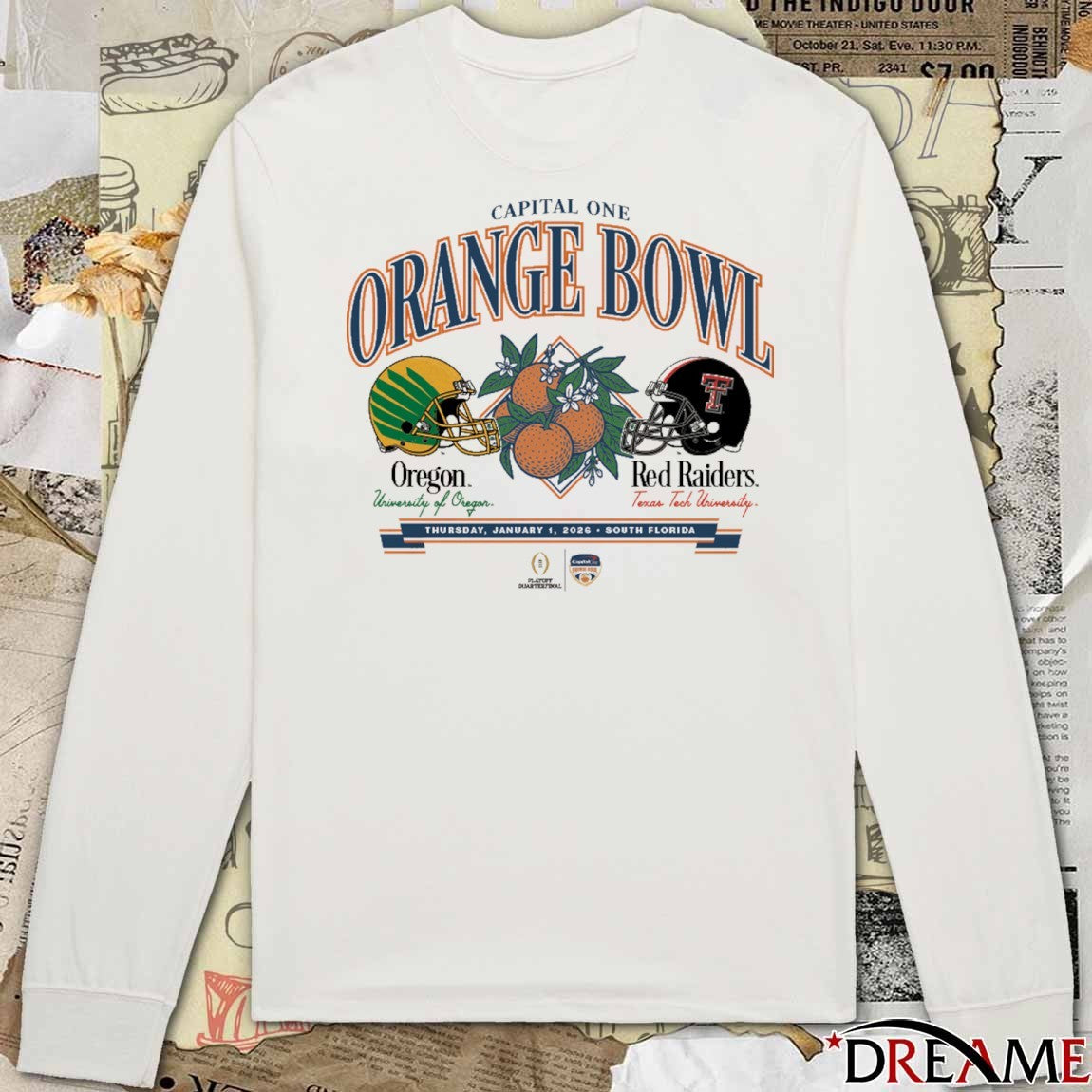 Texas Tech vs. Oregon 2026 Capital One Orange Bowl Thursday Jan 1 South Florida Helmets t-shirt
