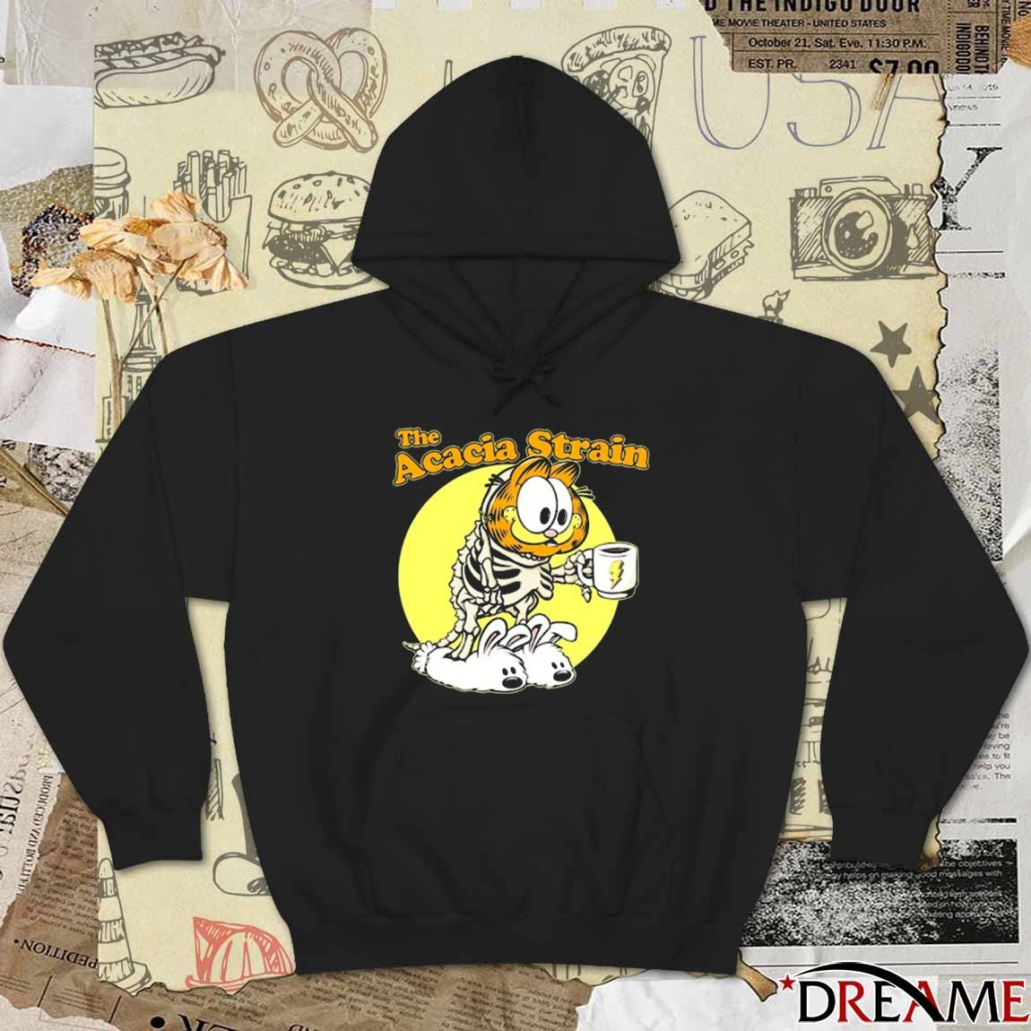 The Acacia Strain Garfield Skeleton Cat Coffee Fanart t-shirt