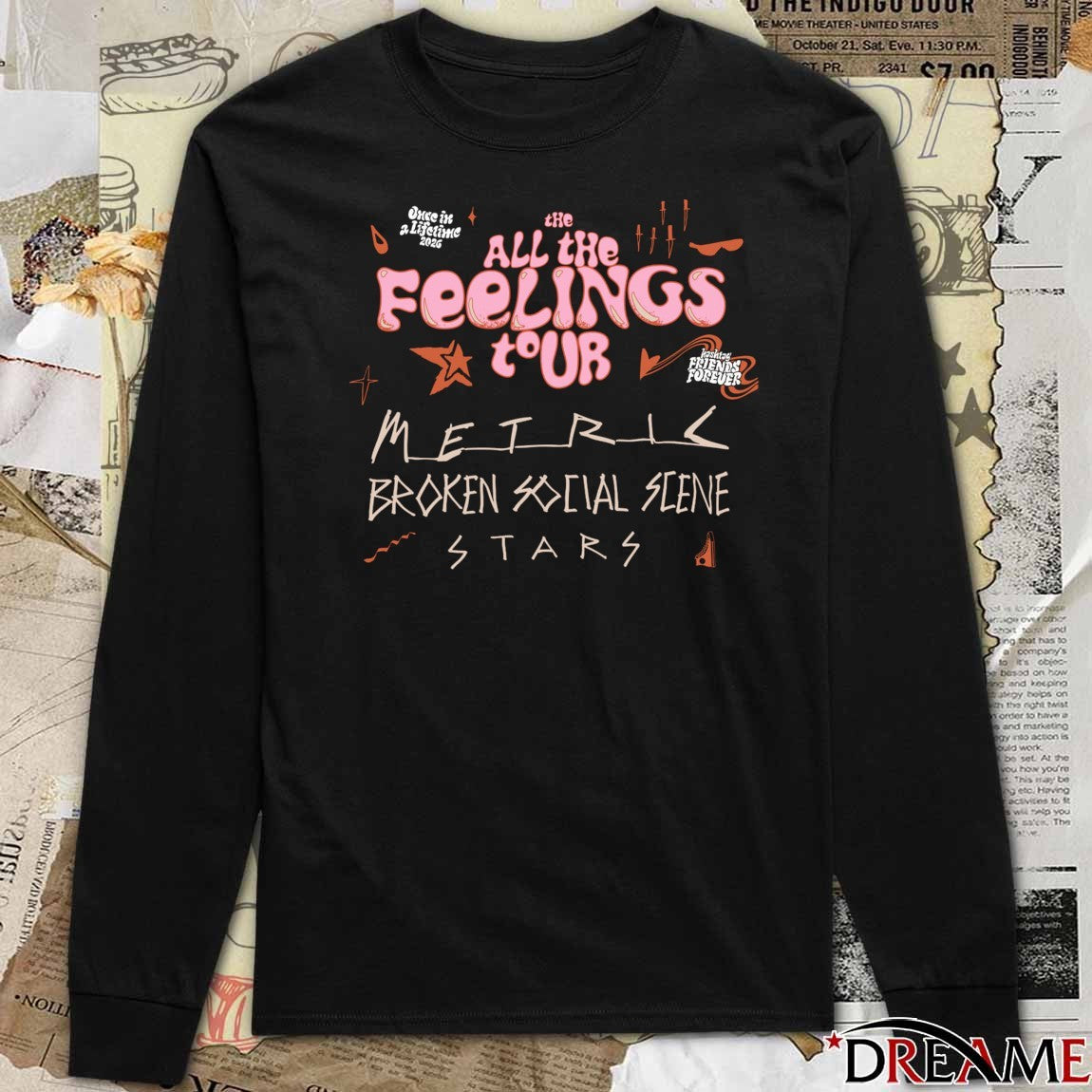 The All The Feeling Tour Metric Broken Social Scene Once in a Lifetime 2026 t-shirt