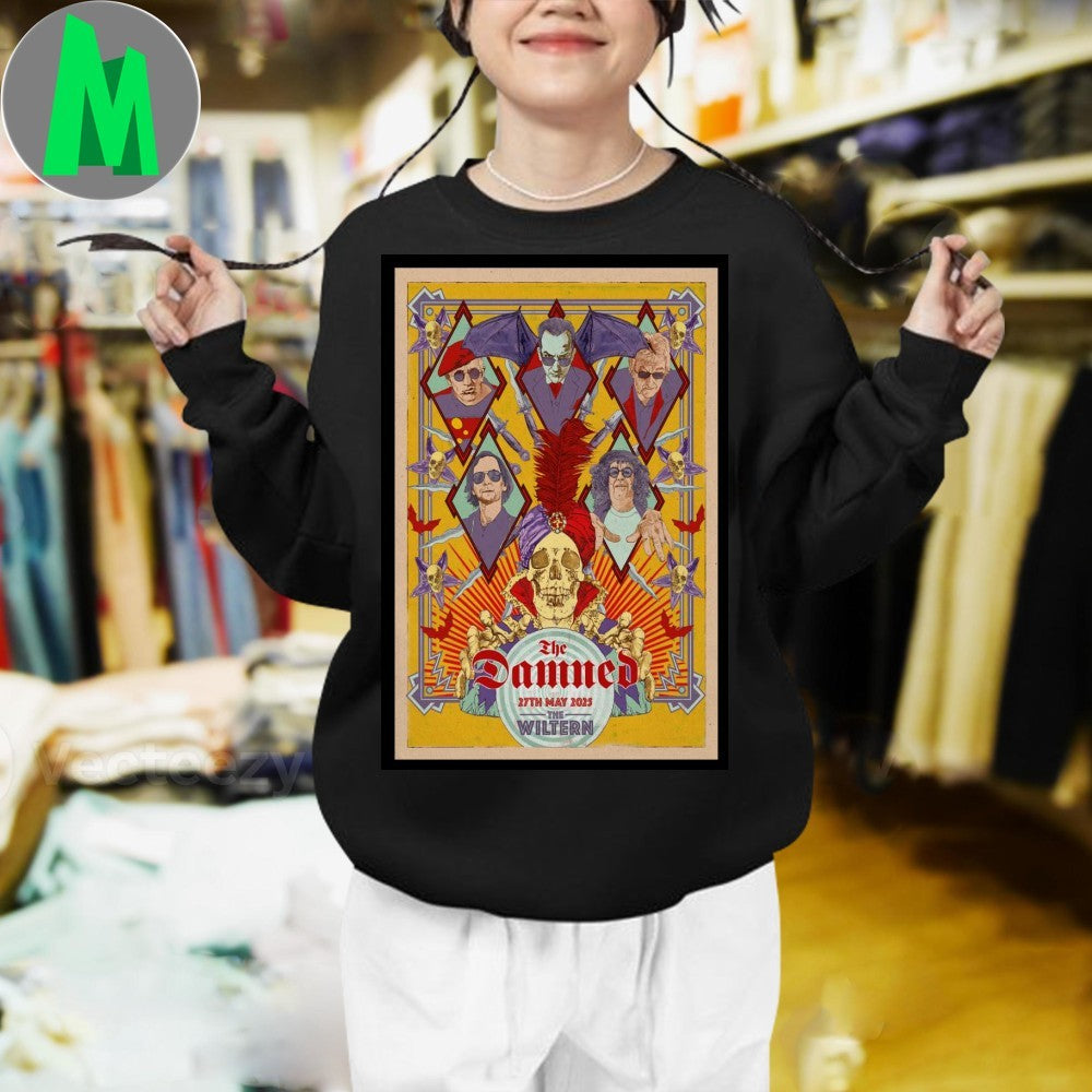 The Damned The Wiltern 2025 Concert Poster T-Shirt Punk Rock Band Merch Tour Apparel