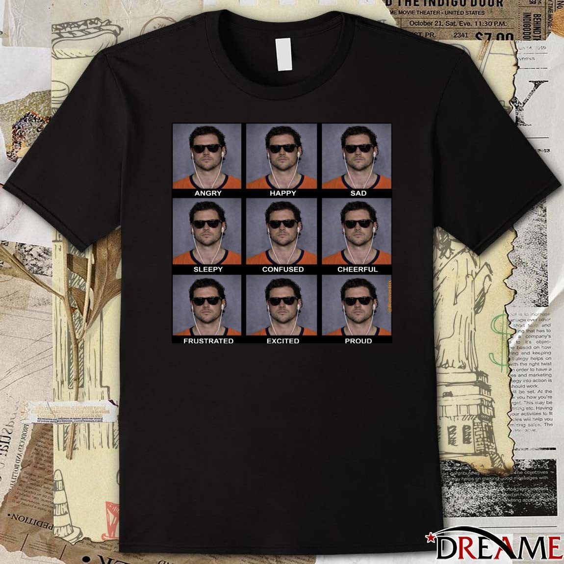 The Emotions Of Jarrett Stidham Angry Happy Sad Sleepy Confused Cheerful t-shirt