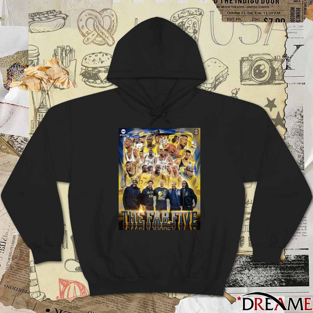 The Fab Five University Of Michigan Men’s Basketball Team From The Early 1990s Tnt Sports Poster t-shirt