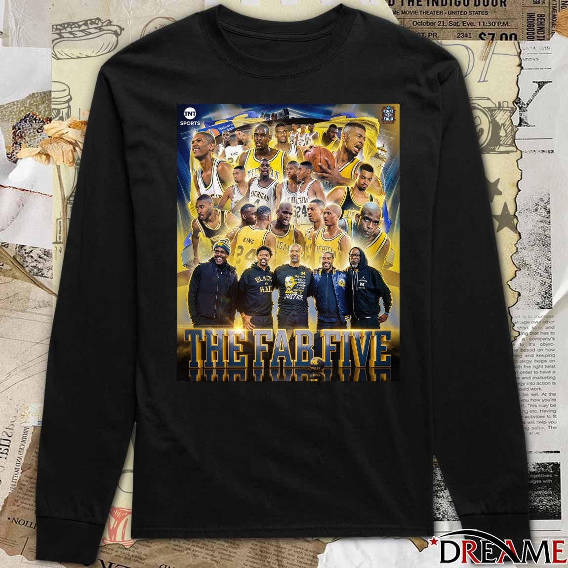 The Fab Five University Of Michigan Men’s Basketball Team From The Early 1990s Tnt Sports Poster t-shirt