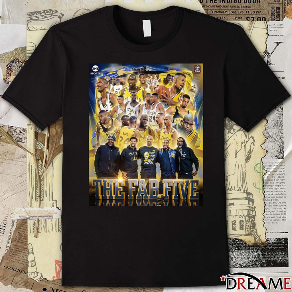 The Fab Five University Of Michigan Men’s Basketball Team From The Early 1990s Tnt Sports Poster t-shirt