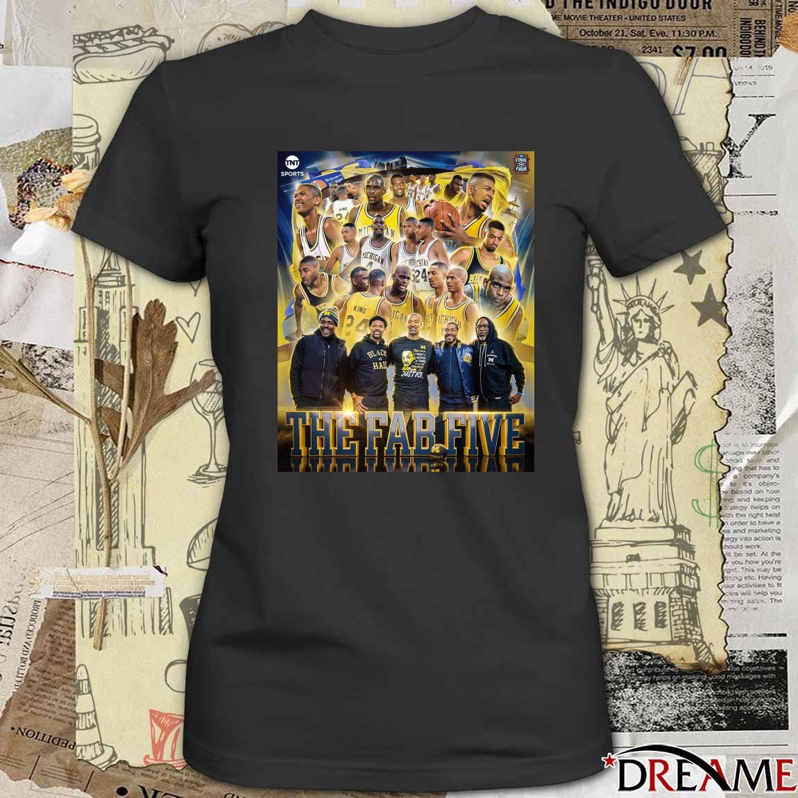 The Fab Five University Of Michigan Men’s Basketball Team From The Early 1990s Tnt Sports Poster t-shirt