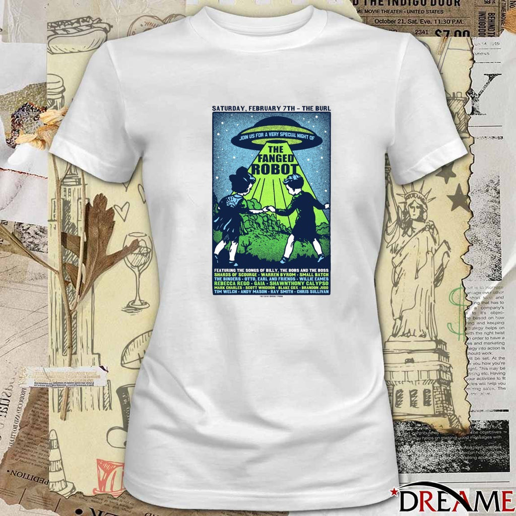 The Fanged Robot Billy, the Bobs and the Boss The Burl February 7th 2026 t-shirt