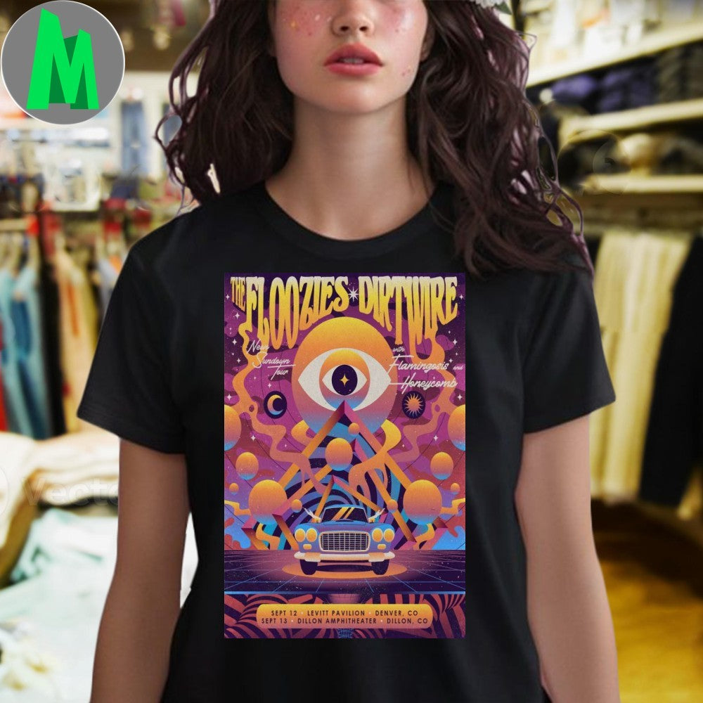 The Floozies Dirtwire Neon Sundown Tour 2025 Concert T-Shirt Live Music Festival Graphic Tee Tour Merch