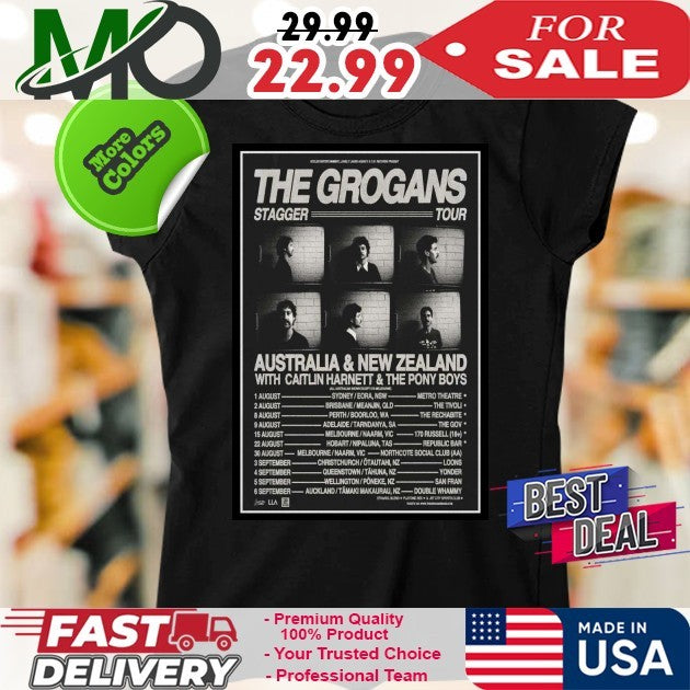 The Grogans Stagger Tour 2025 Australia New Zealand Concert Poster Shirt with Caitlin Harnett & The Pony Boys
