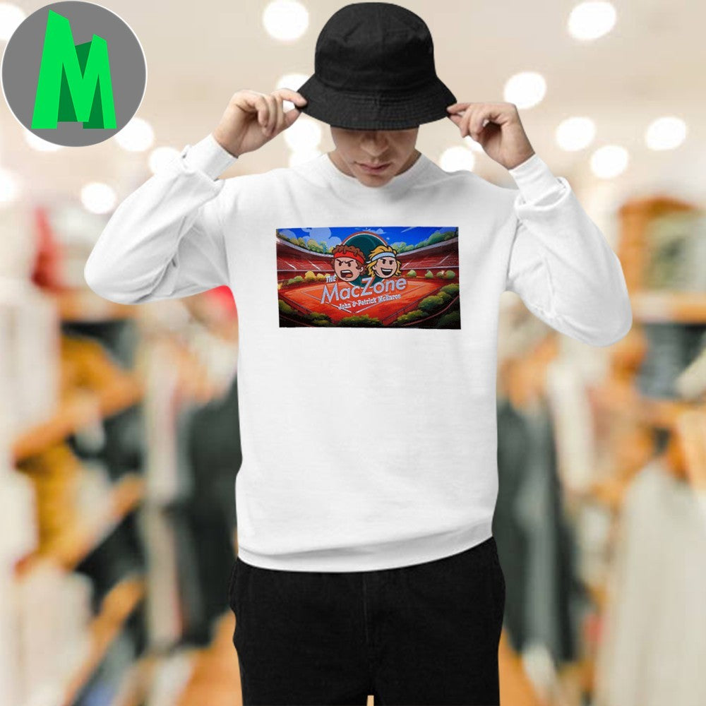 The MacZone John & Patrick McEnroe T-Shirt Tennis Cartoon Graphic Tee