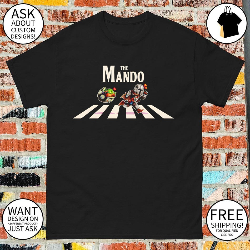 The Mando Mandalorian Grogu and Din Djarin crossing Abbey Road shirt