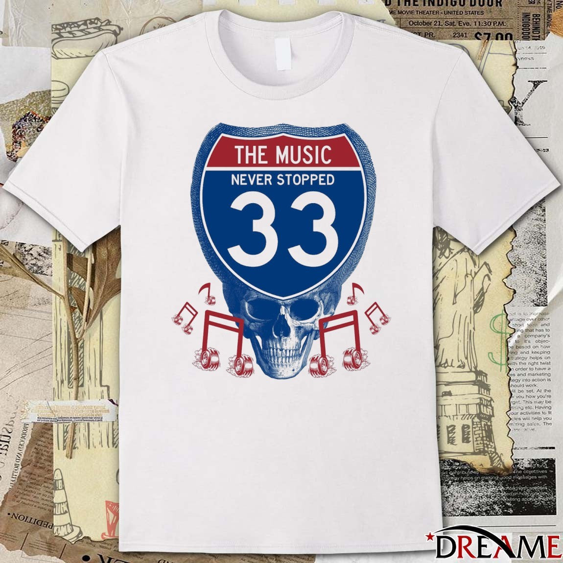 The Music Never Stopped 33 Billy Tour t-shirt
