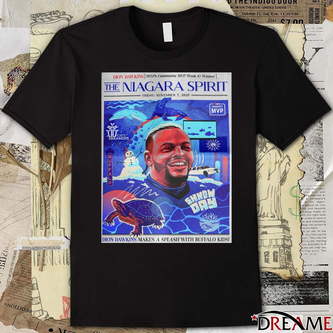 The Niagara Spirit November 7 2025 Dion Dawkins Makes A Splash With Buffalo Kids Poster t-shirt