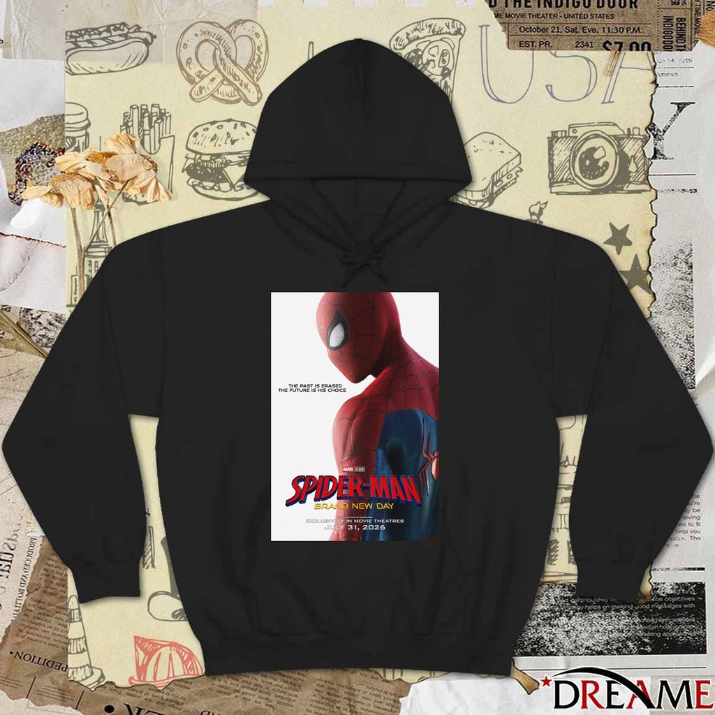 The Past Is Erased The Future Is His Choice Spider-Man Brand New Day Movie Theatres July 31 2026 Poster t-shirt