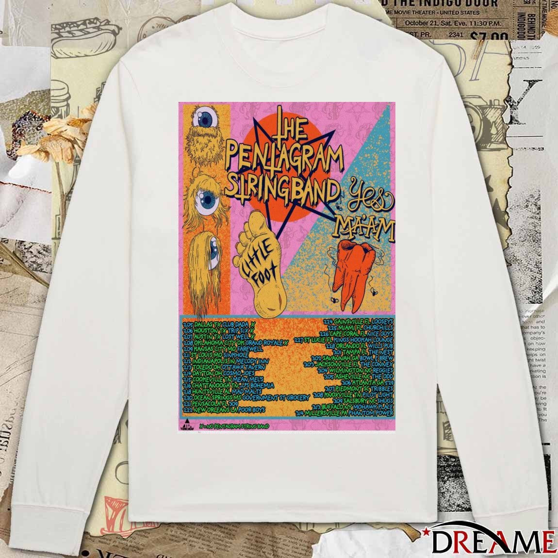 The Pentagram String Band Poster Little Foot Tour February – March 2026 t-shirt