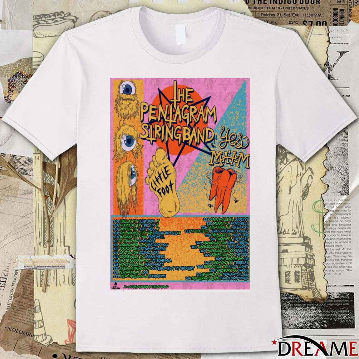 The Pentagram String Band Poster Little Foot Tour February – March 2026 t-shirt