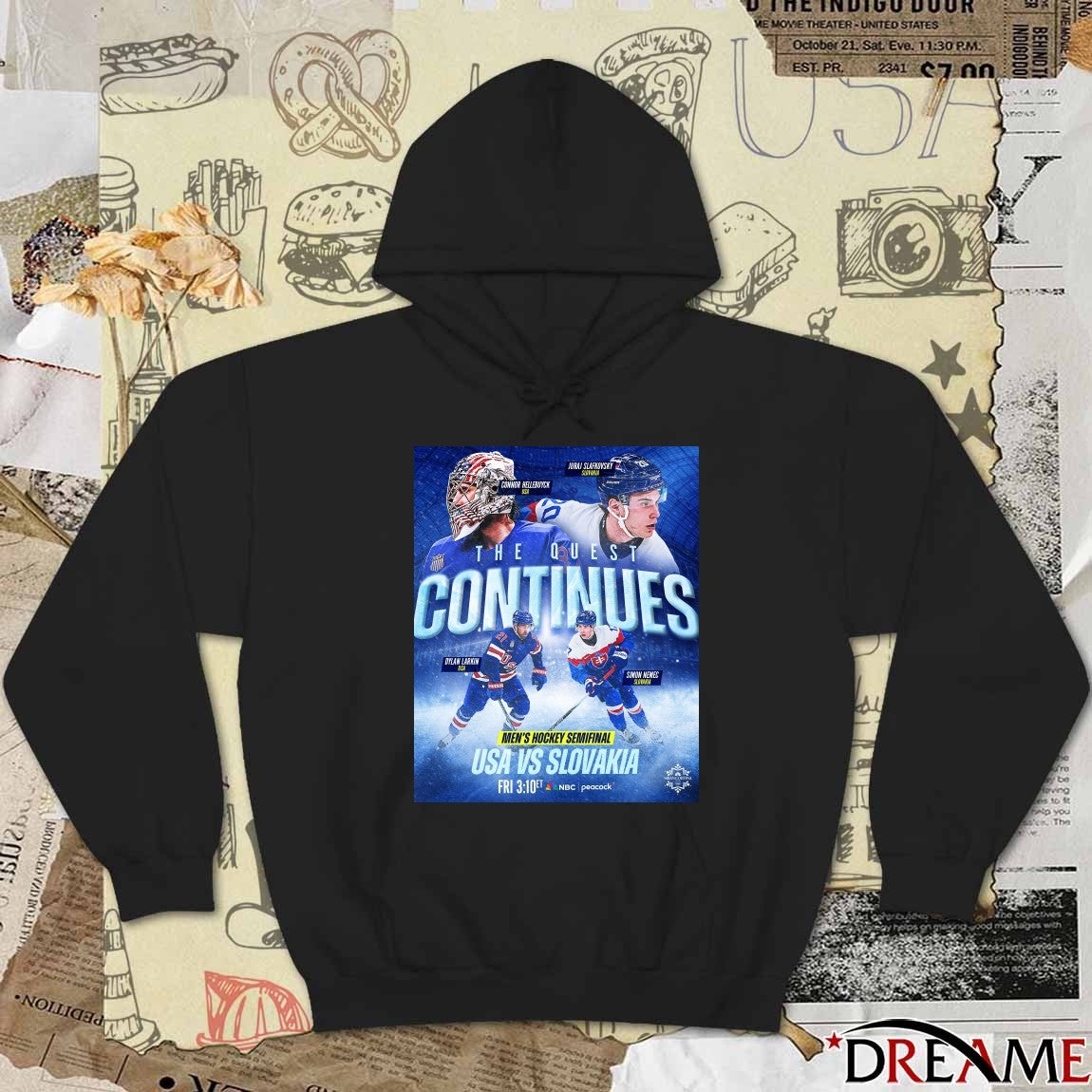 The Quest Continues Men’s Hockey Semifinal Usa Vs Slovakia Milan Cortina 2026 Winter Olympics t-shirt