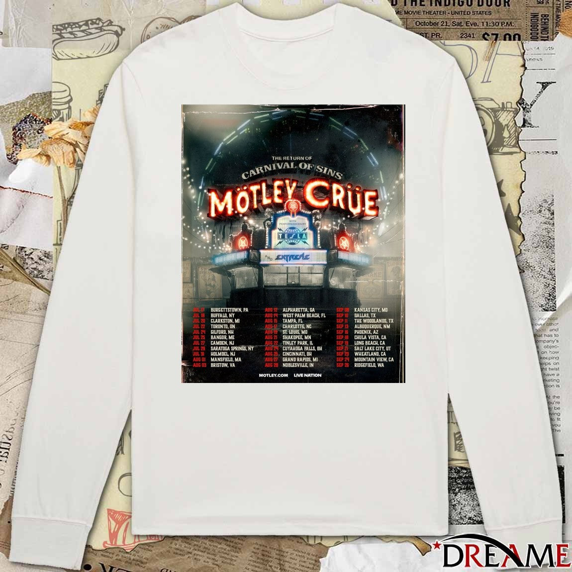 The Return of Carnival of Sins Mötley Crüe July 18 to September 26 2026 Poster t-shirt