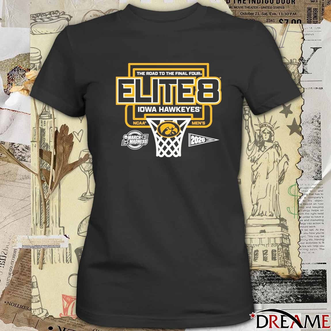 The Road To The Final Four Elite 8 Iowa Hawkeyes 2026 NCAA March Madness Men’s Basketball t-shirt