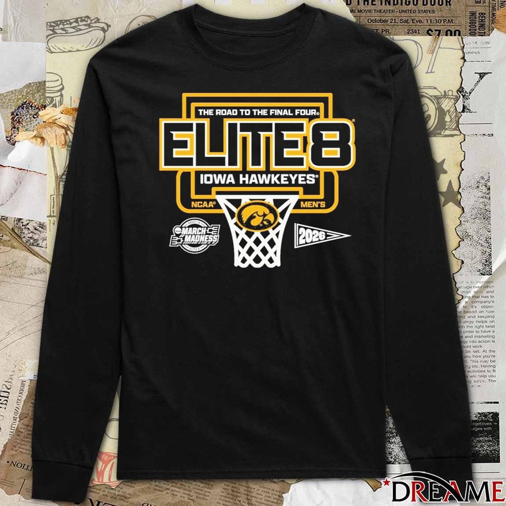 The Road To The Final Four University of Iowa Hawkeyes Men’s Basketball 2026 NCAA Elite 8 t-shirt