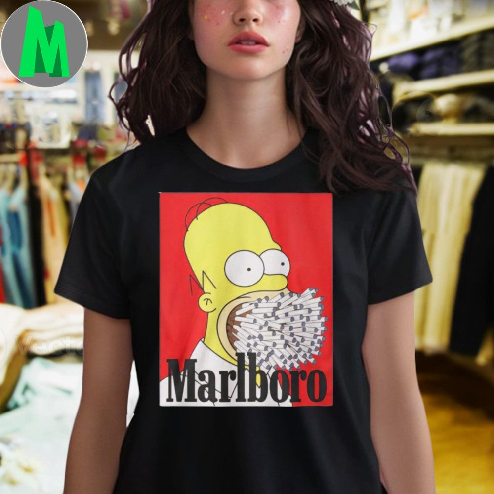 The Simpsons Homer Marlboro Cigarettes Funny Parody Fan T-Shirt