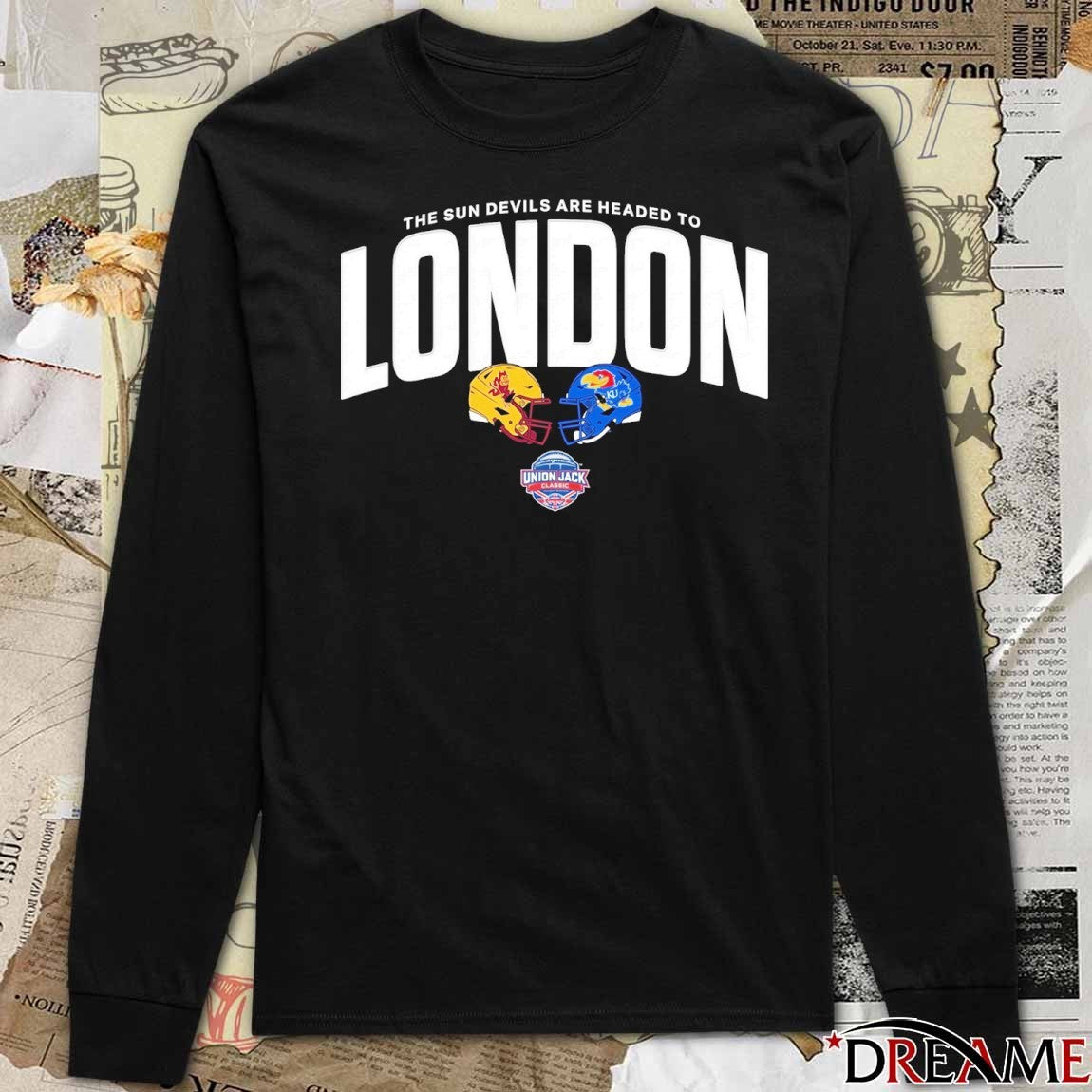 The Sun Devils Are Headed To London Arizona State Sun Devils Vs Kansas Jayhawks t-shirt
