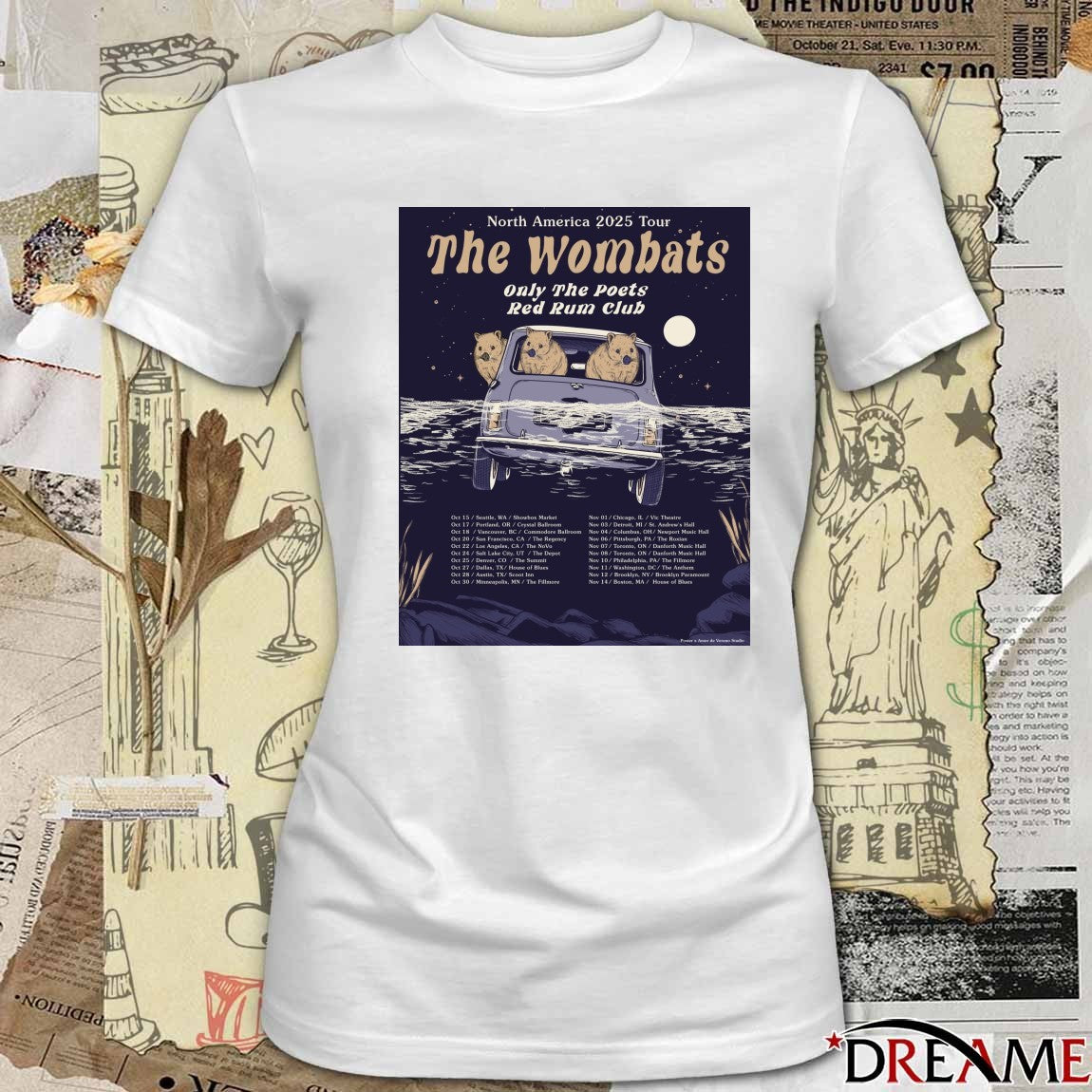 The Wombats North America 2025 Tour Only The Poets and Red Rum Club October 15 to November 14, 2025 Poster t-shirt