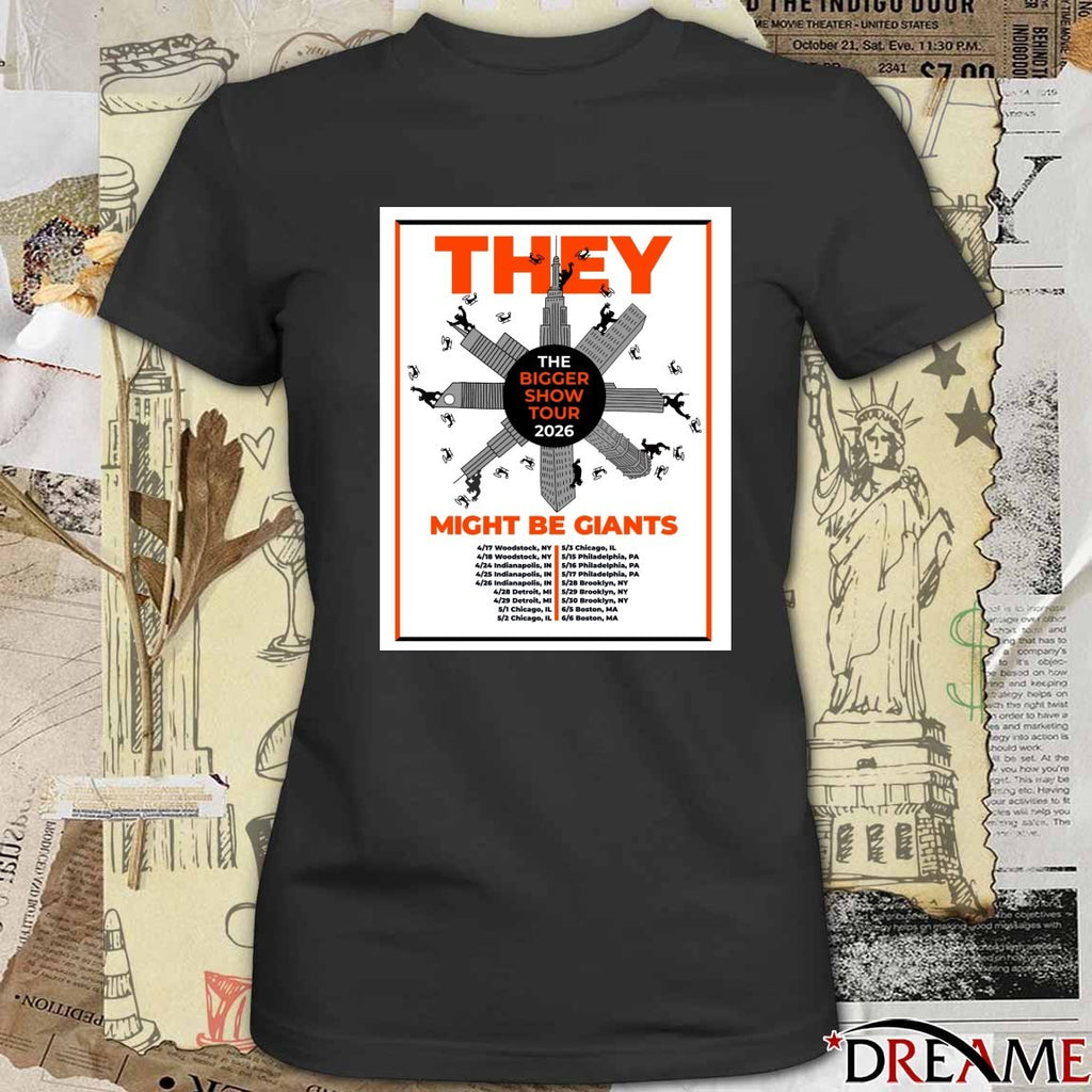 They Might Be Giants The Bigger Show Tour 2026 April 17 – May 2 Poster t-shirt