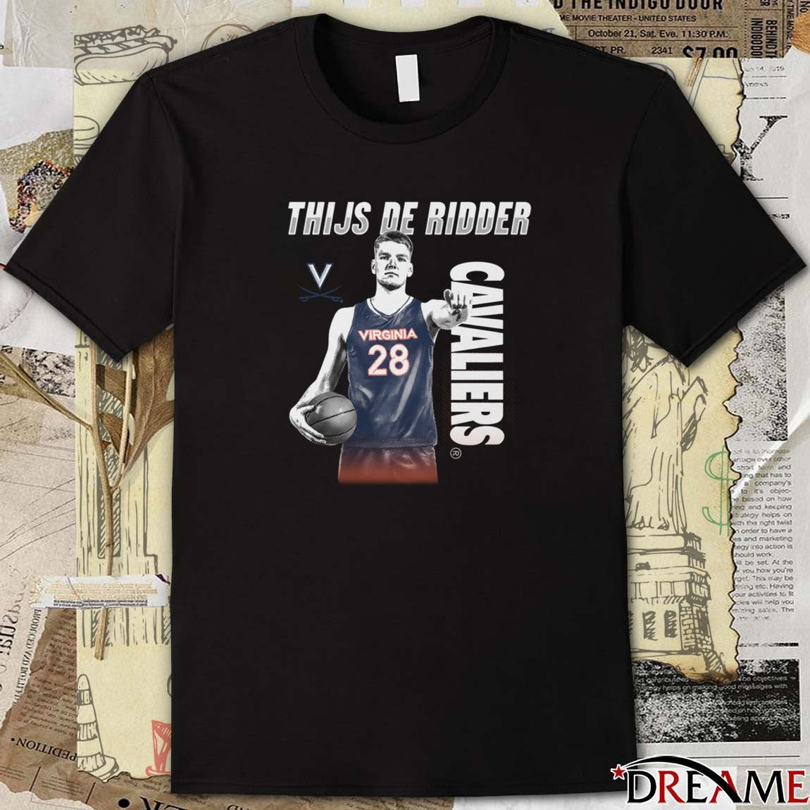 Thijs De Ridder Virginia Cavaliers Basketball Illustrated t-shirt