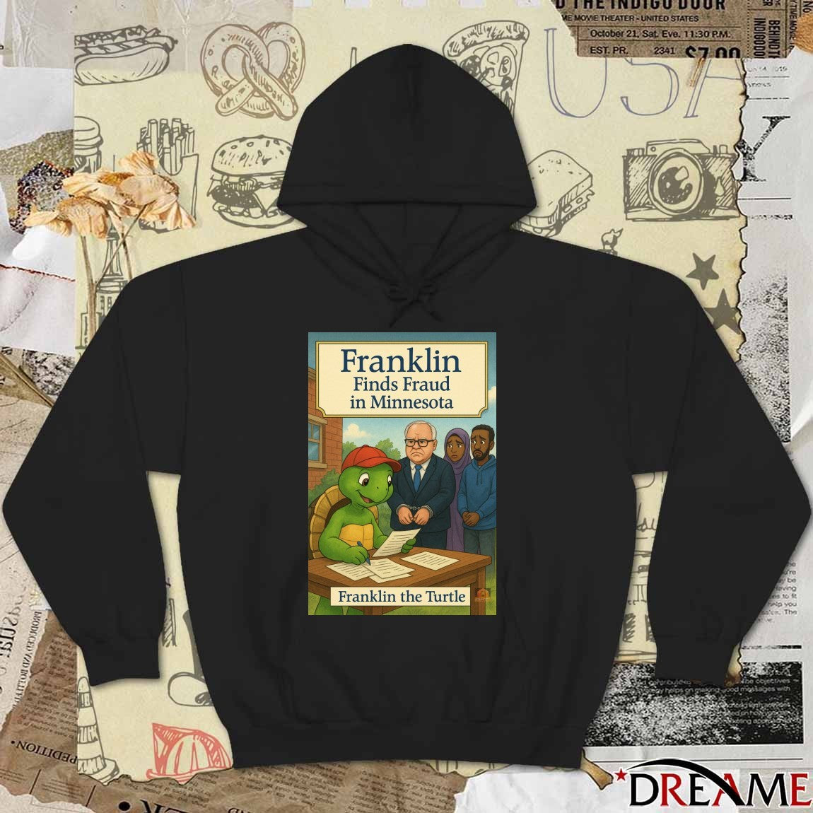 Tim Walz Franklin Finds Fraud in Minnesota Franklin The Turtle Poster t-shirt