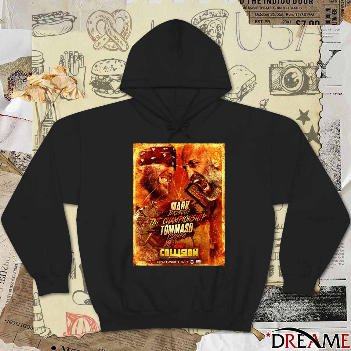 Tommaso Ciampa vs Mark Briscoe TNT Championship match on AEW Collision Poster t-shirt