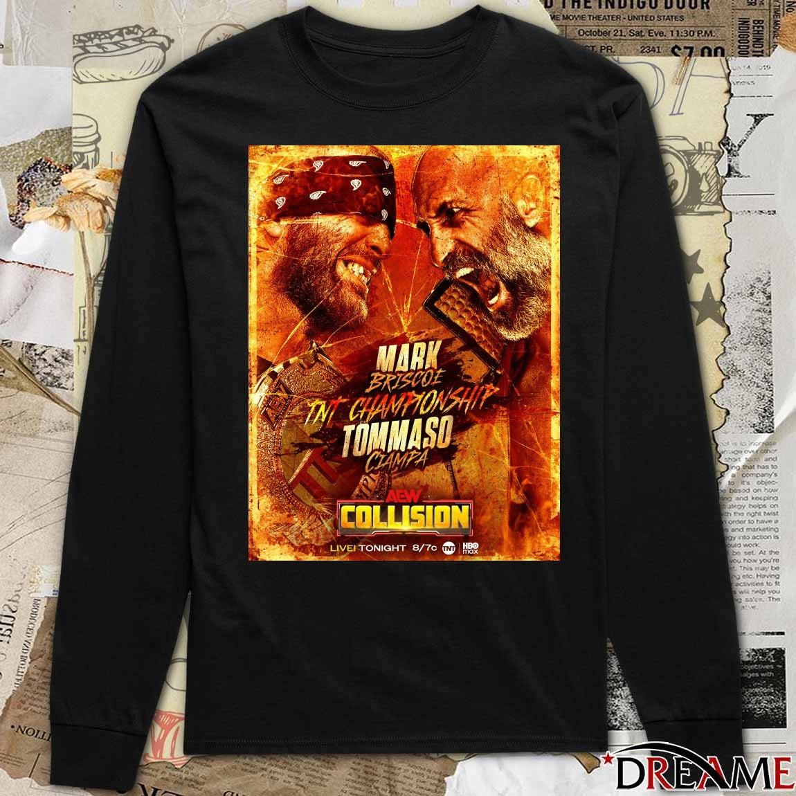Tommaso Ciampa vs Mark Briscoe TNT Championship match on AEW Collision Poster t-shirt