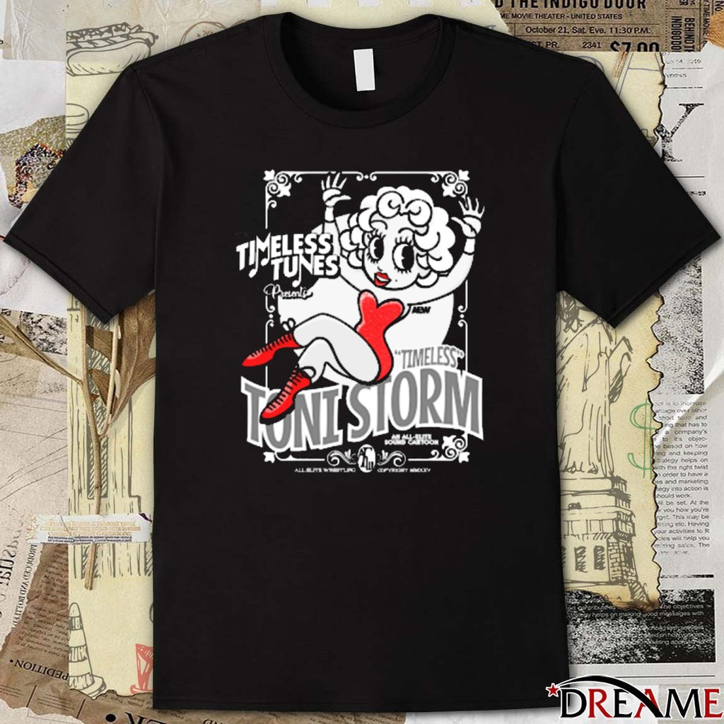 Toni Storm Timeless Tunes An All Elite Sound Cartoon AEW 2025 Fanart t-shirt