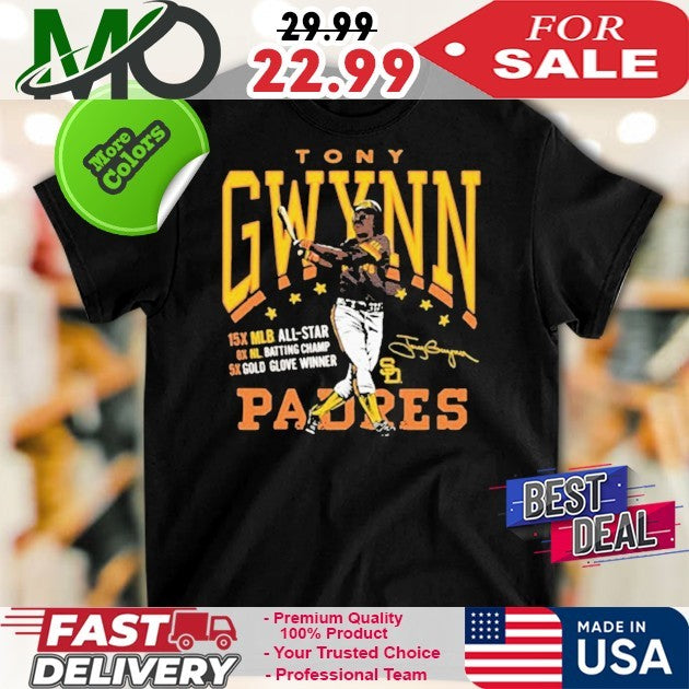Tony Gwynn San Diego Padres 5X Gold Glove Winner Graphic Player Signature Shirt