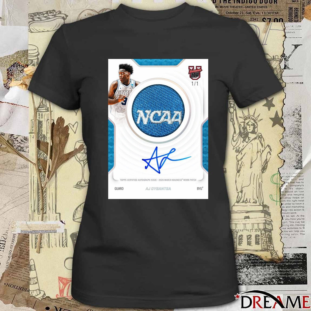 Topps Certified Autograph Issue 2026 March Madness Worn Patch Aj Dybantsa BYU Signature t-shirt