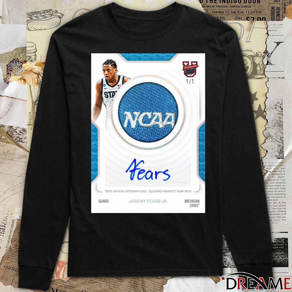 Topps Certified Autograph Issue 2026 March Madness Worn Patch Jeremy Fears Jr. Michigan State t-shirt