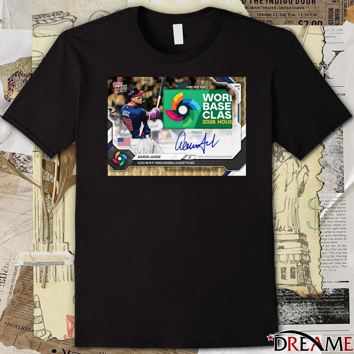 Topps Now 2026 House Aaron Judge Slugs HR In 1st World Baseball Classic At-Bat Signature Poster t-shirt