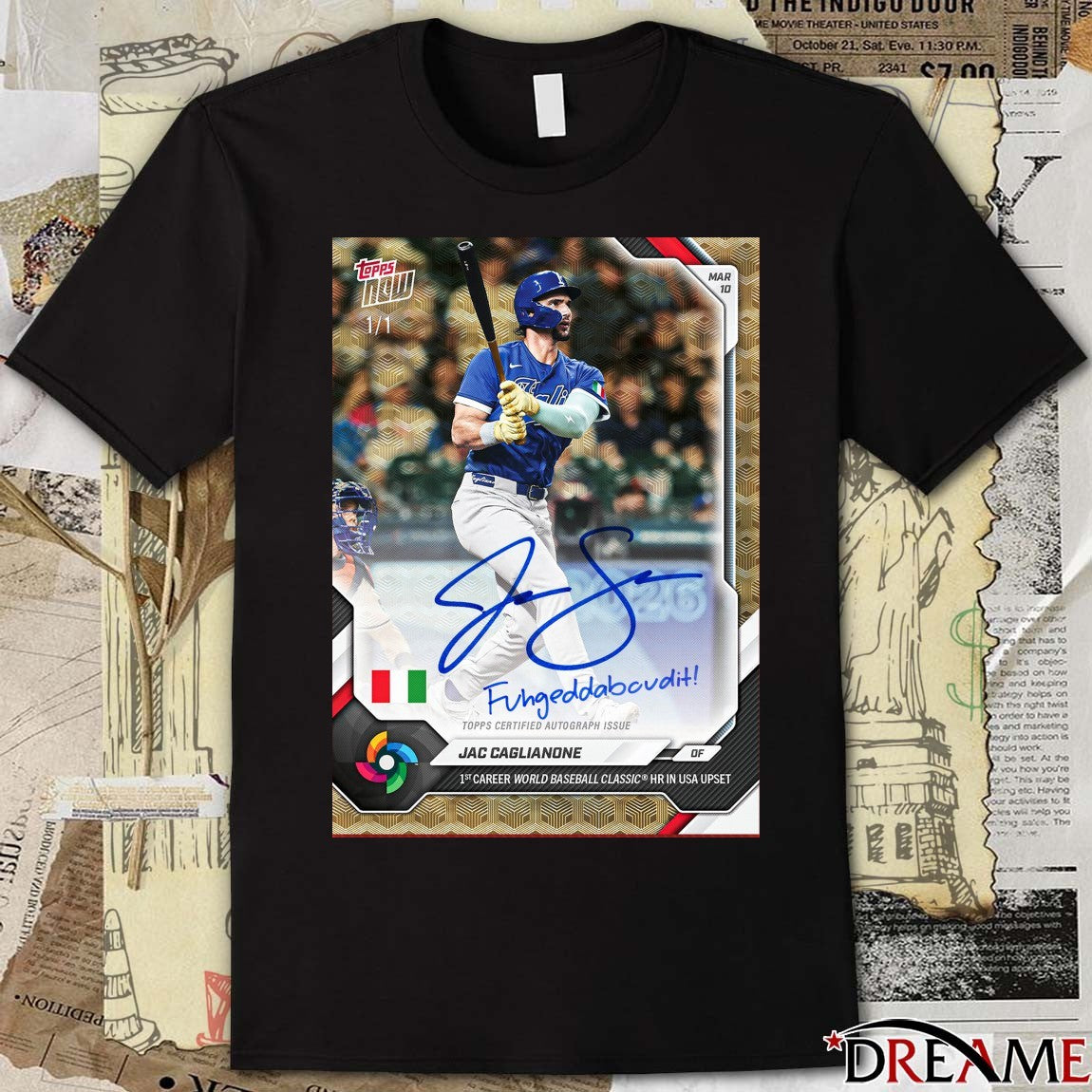 Topps Now Jac Caglianone 1st Career World Baseball Classic HR In USA Upset Signature Poster t-shirt