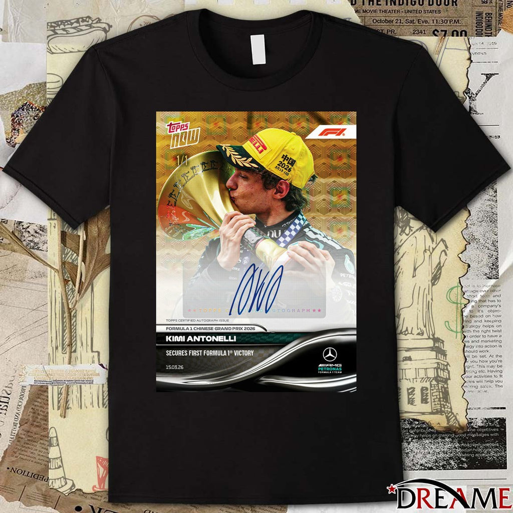 Topps Now Kimi Antonelli F1 Chinese Grand Prix 2026 Signature t-shirt