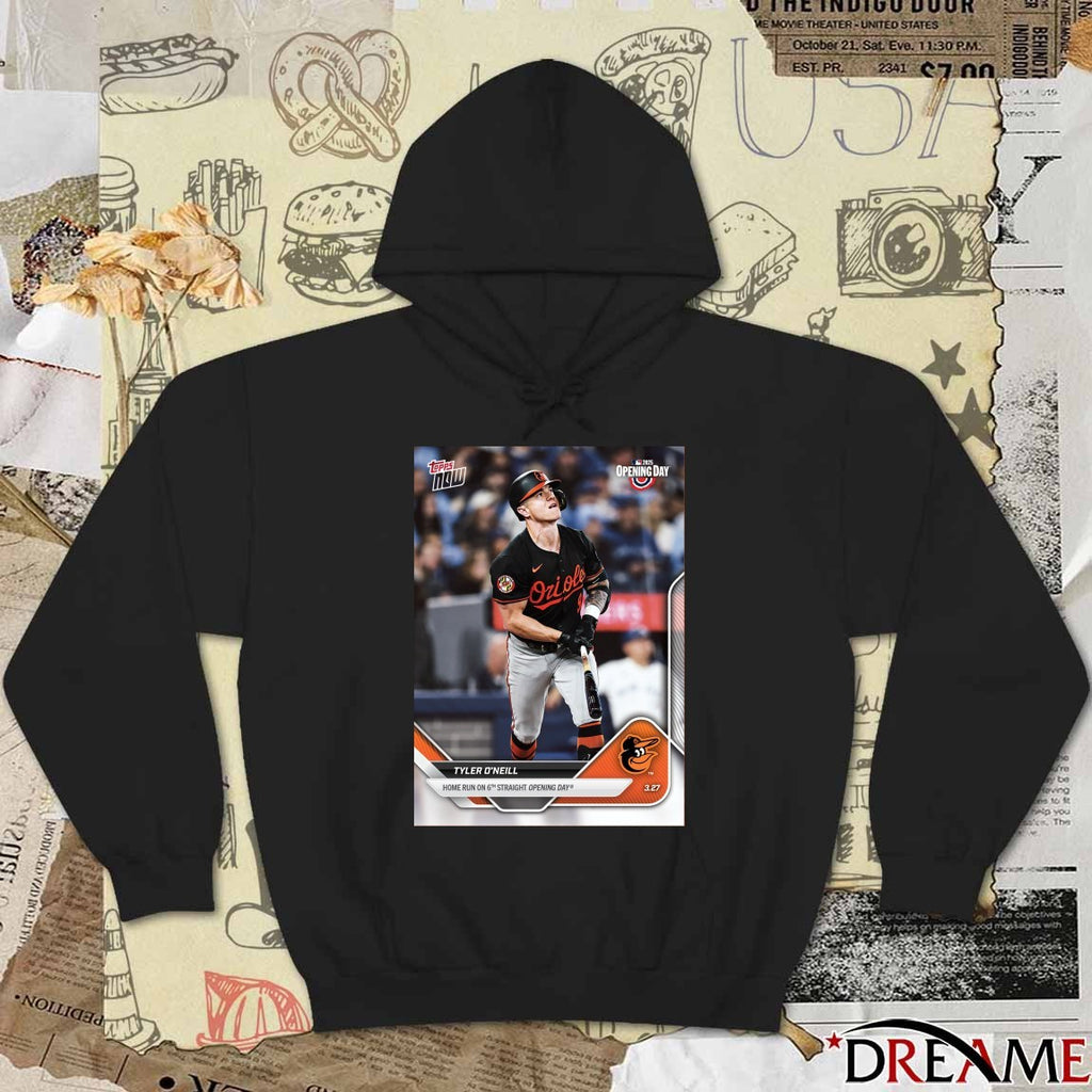 Topps Tyler O’Neill Baltimore Orioles Home run on his 6th straight Opening Day t-shirt